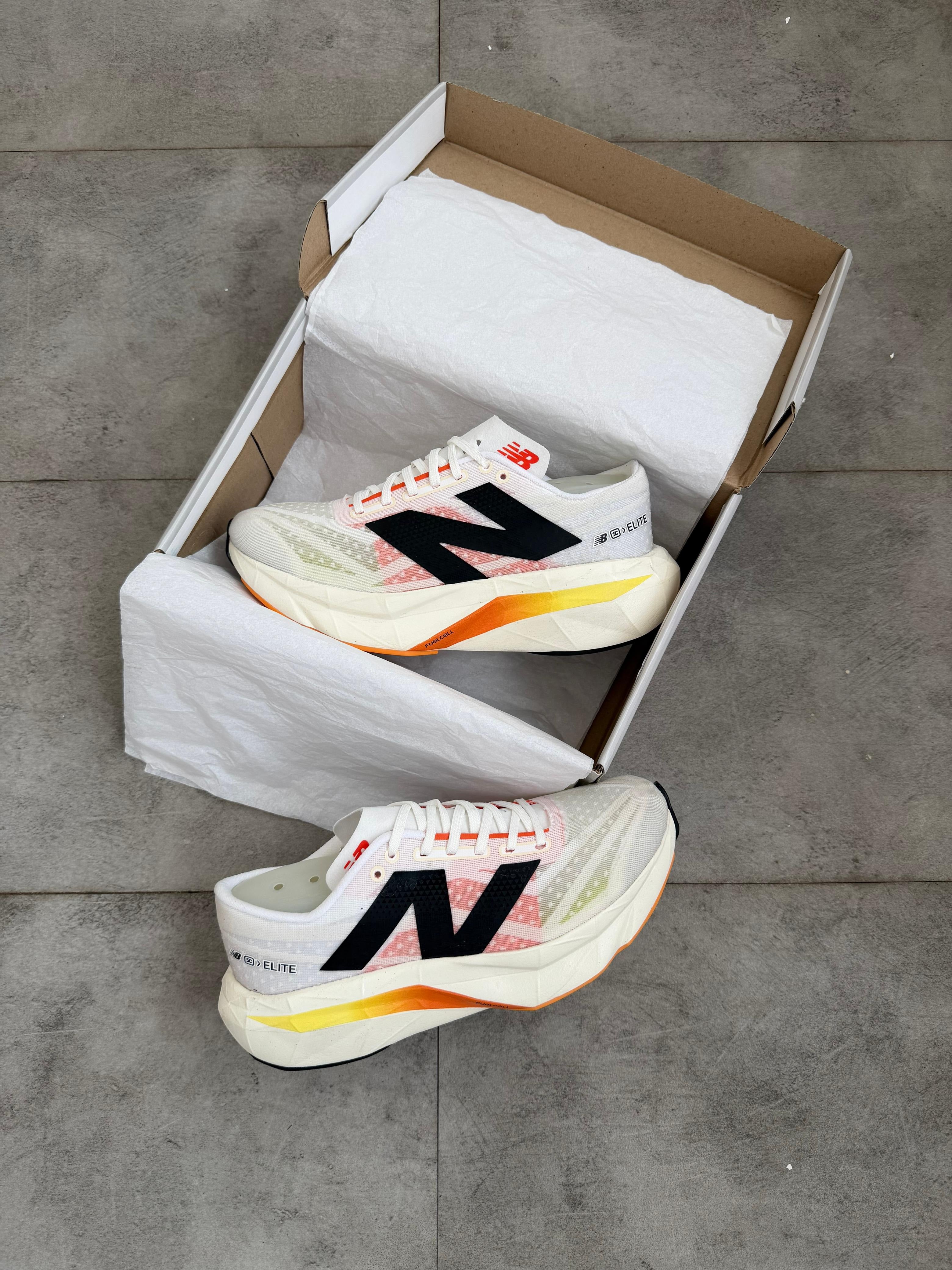 New Balance FuelCell SuperComp Elite v5 - White/Sunrise