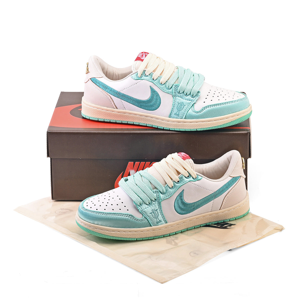 Nike Air Jordan 1 Retro Low OG Trophy Room Away White Aqua