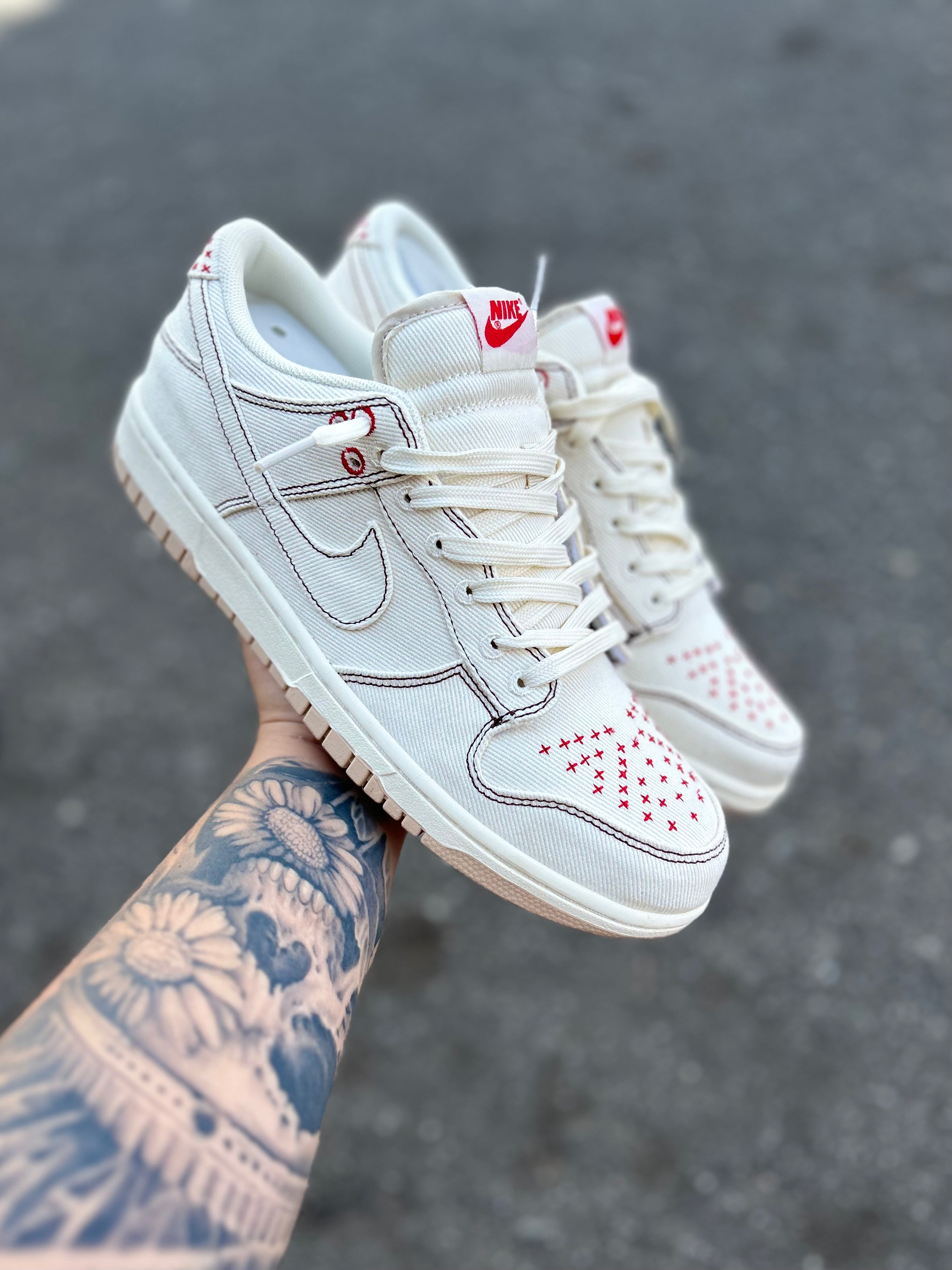 Nike Dunk Low - Canvas Stitch White Custom