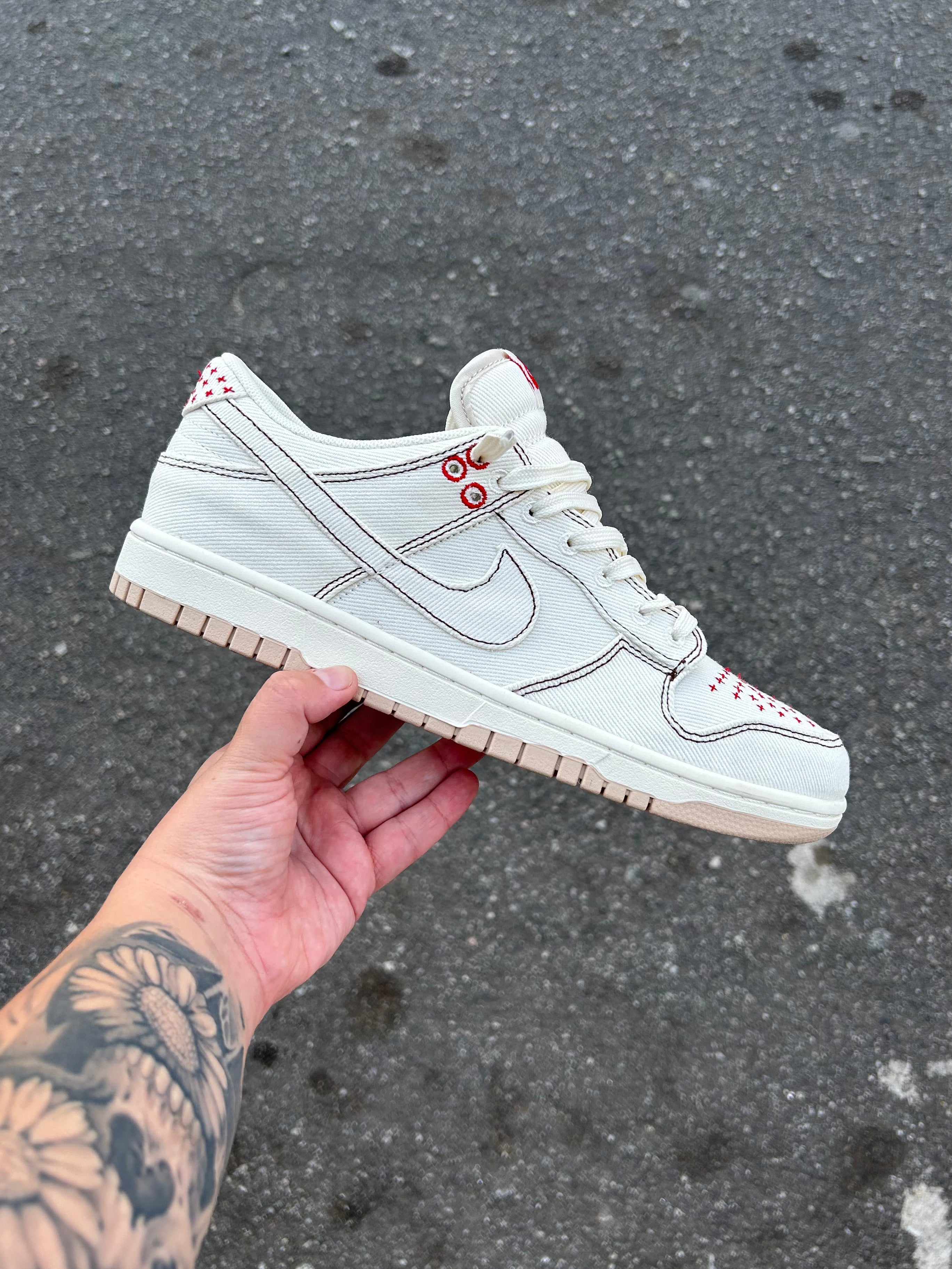 Nike Dunk Low - Canvas Stitch White Custom