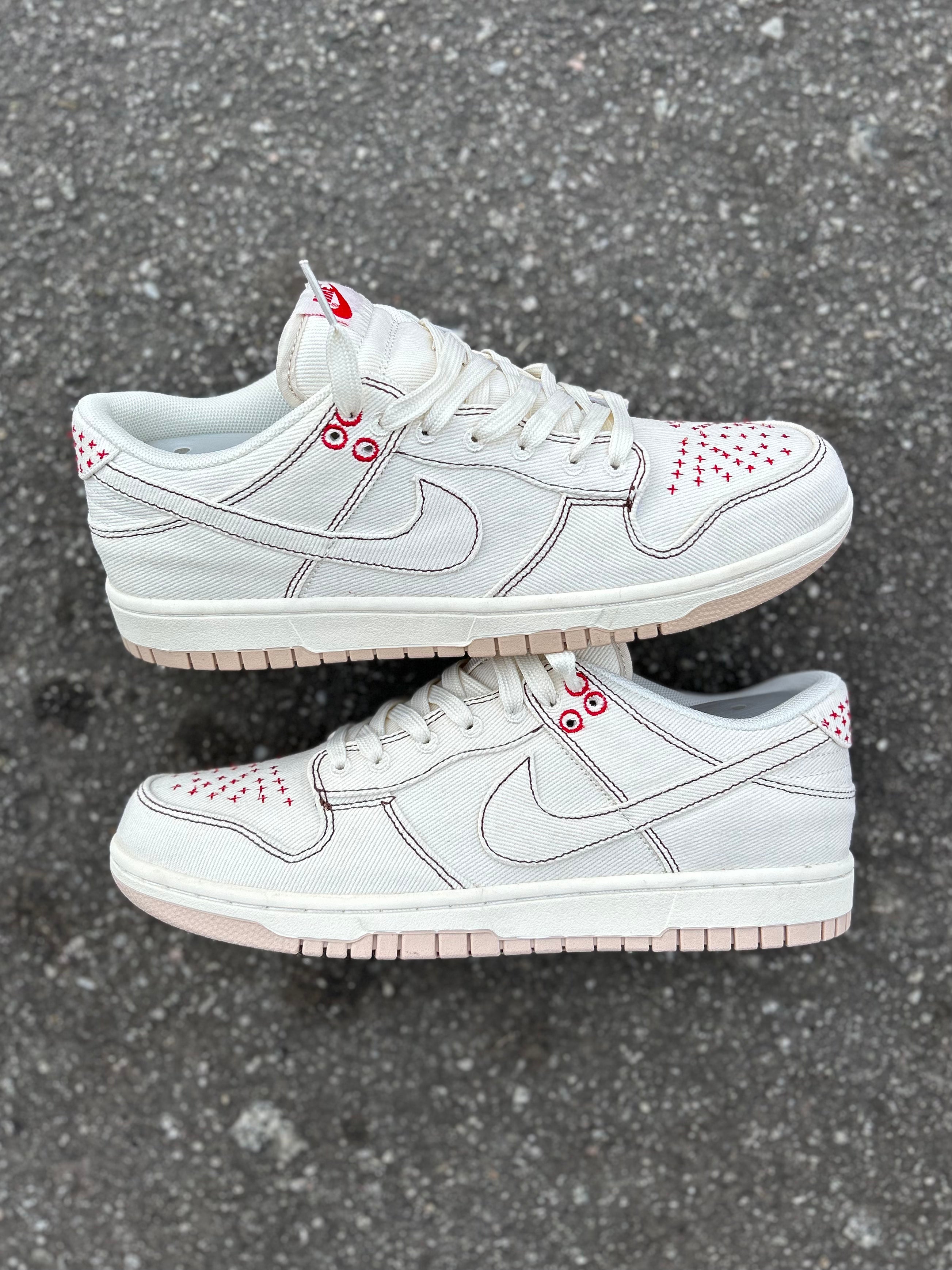 Nike Dunk Low - Canvas Stitch White Custom