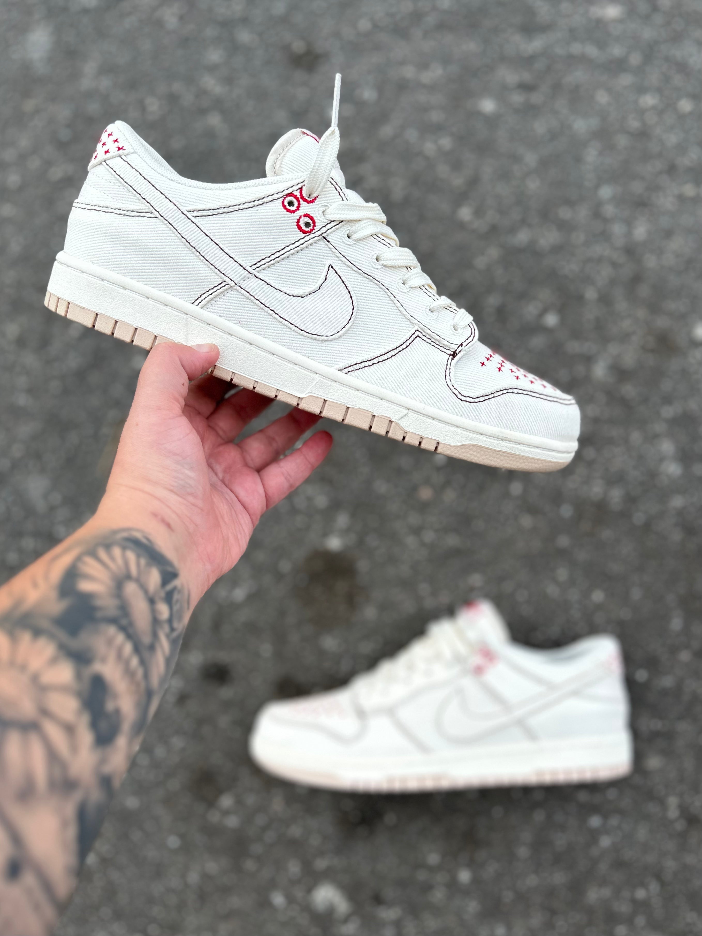 Nike Dunk Low - Canvas Stitch White Custom