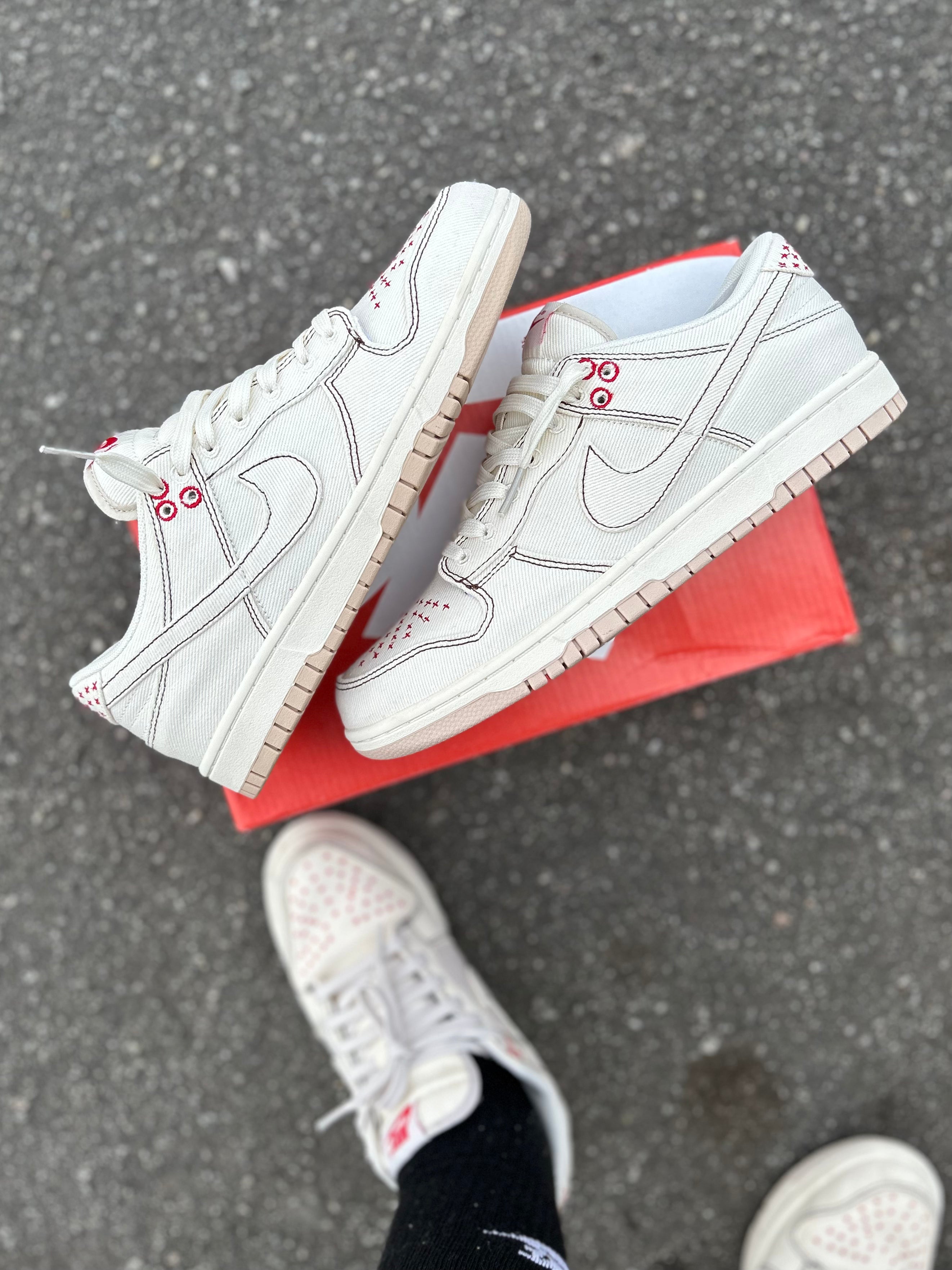 Nike Dunk Low - Canvas Stitch White Custom