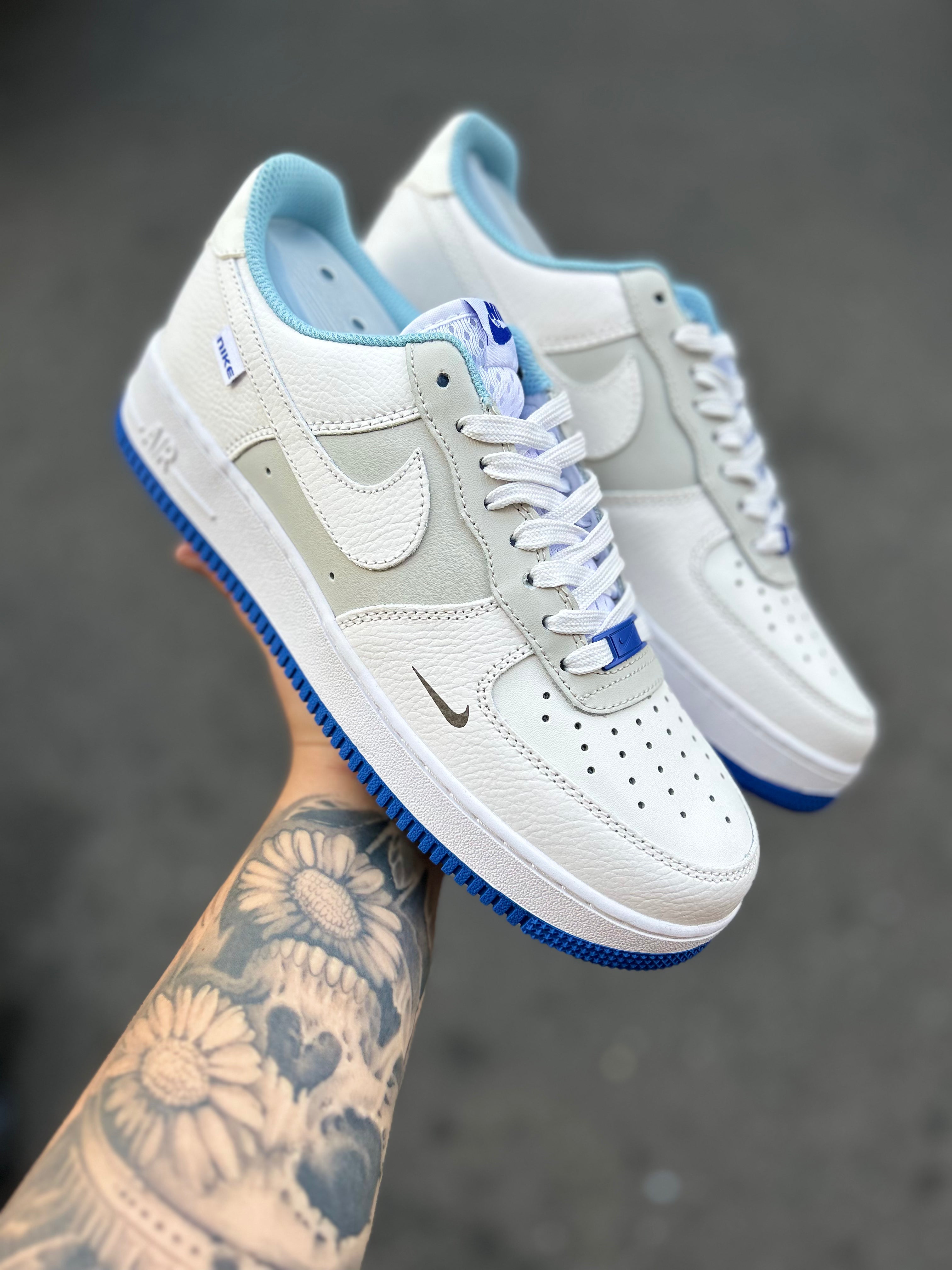 Nike Air Force 1 Low - Gray Blue mini swoosh