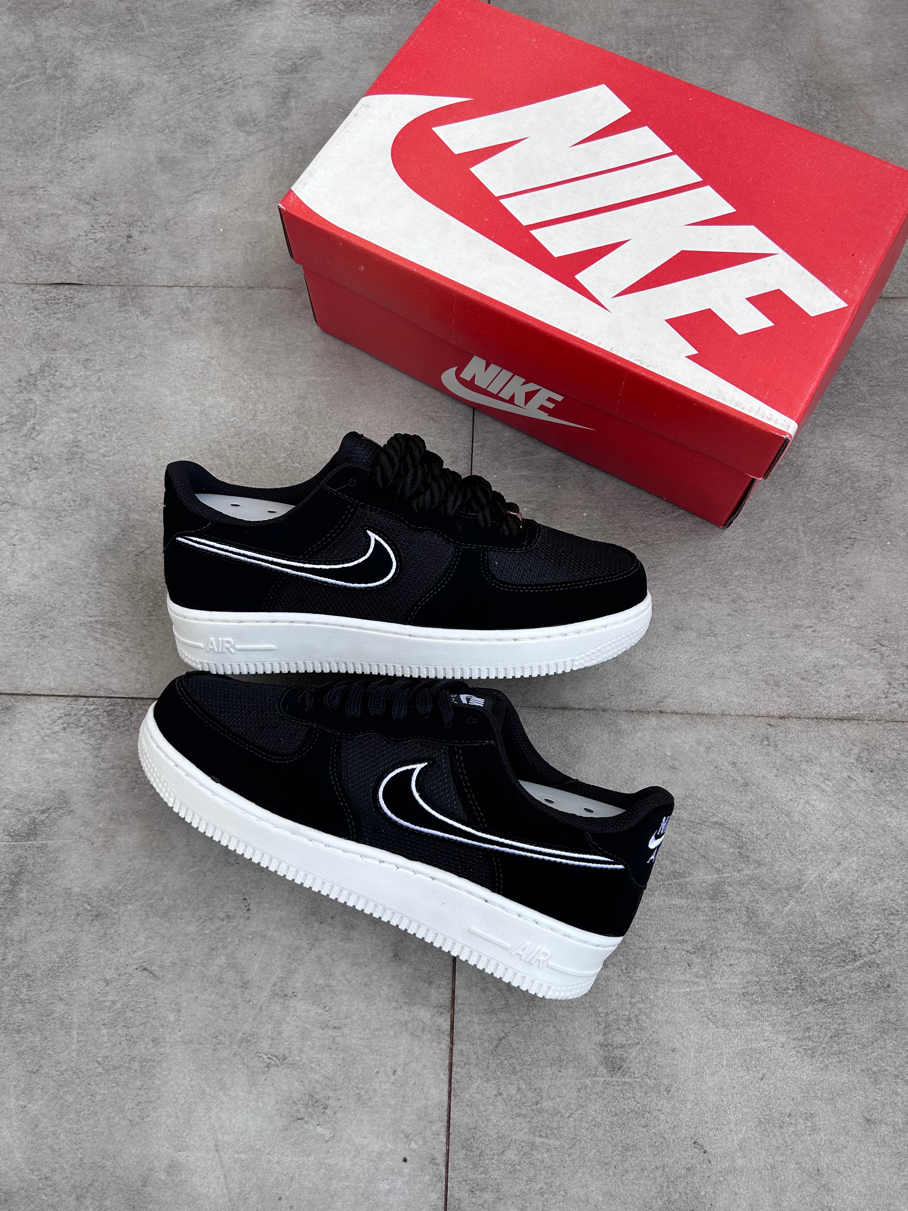 Nike Air Force 1 ’07 - LV8 Black/White Outline Swoosh