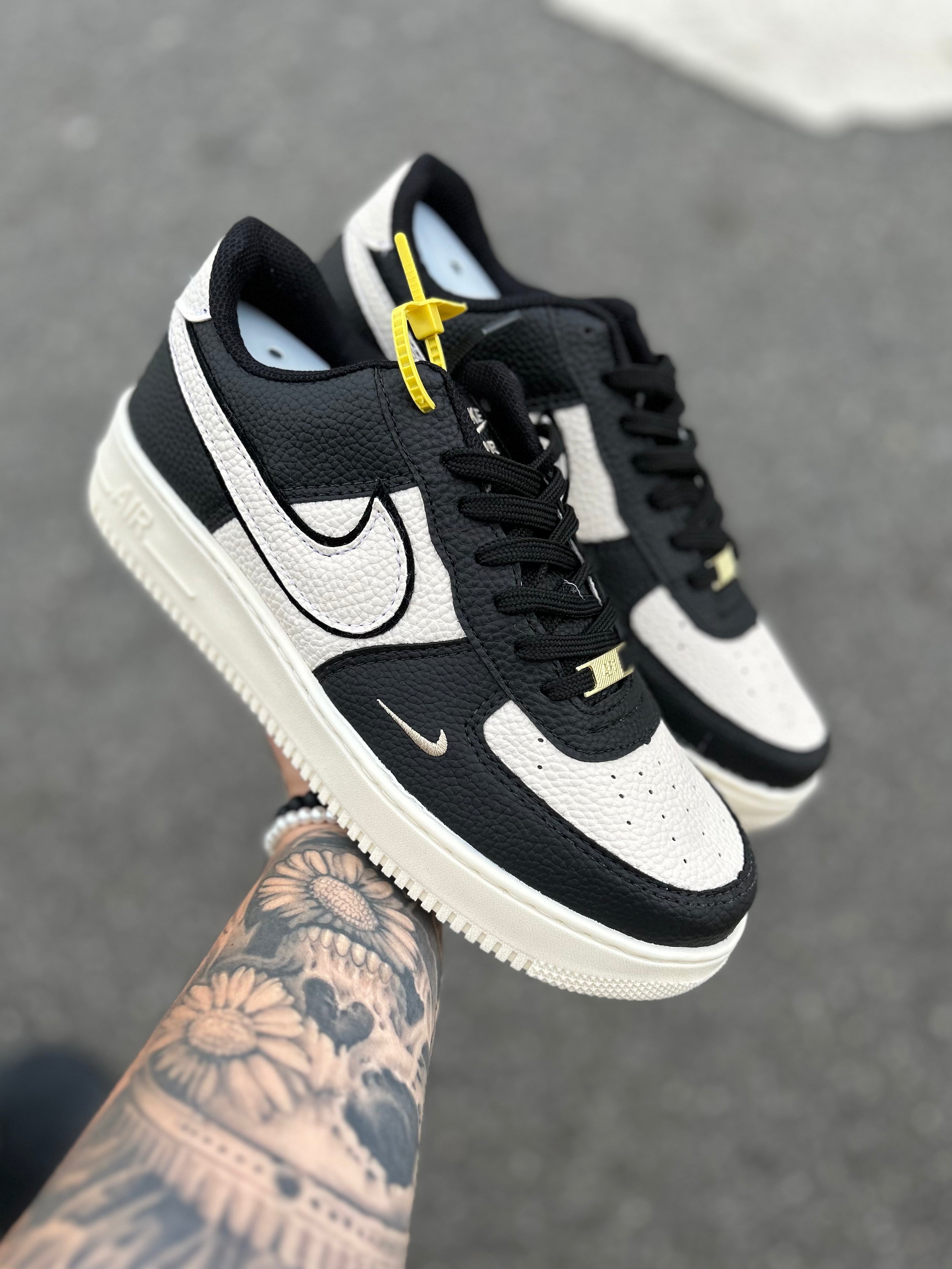 Nike Air Force 1 ’07 - White/Black Mini Swoosh ( Panda Inverse )