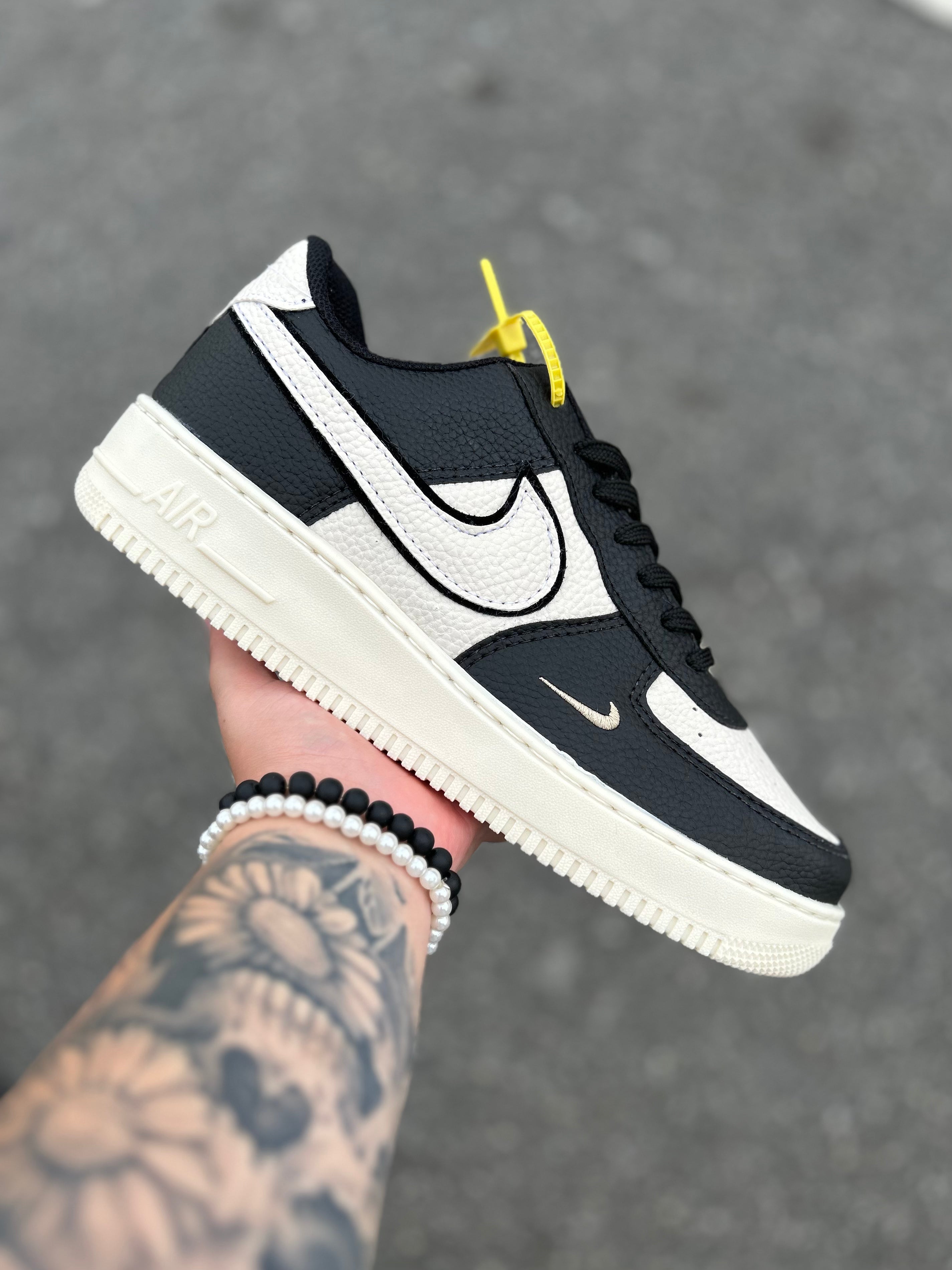 Nike Air Force 1 ’07 - White/Black Mini Swoosh ( Panda Inverse )