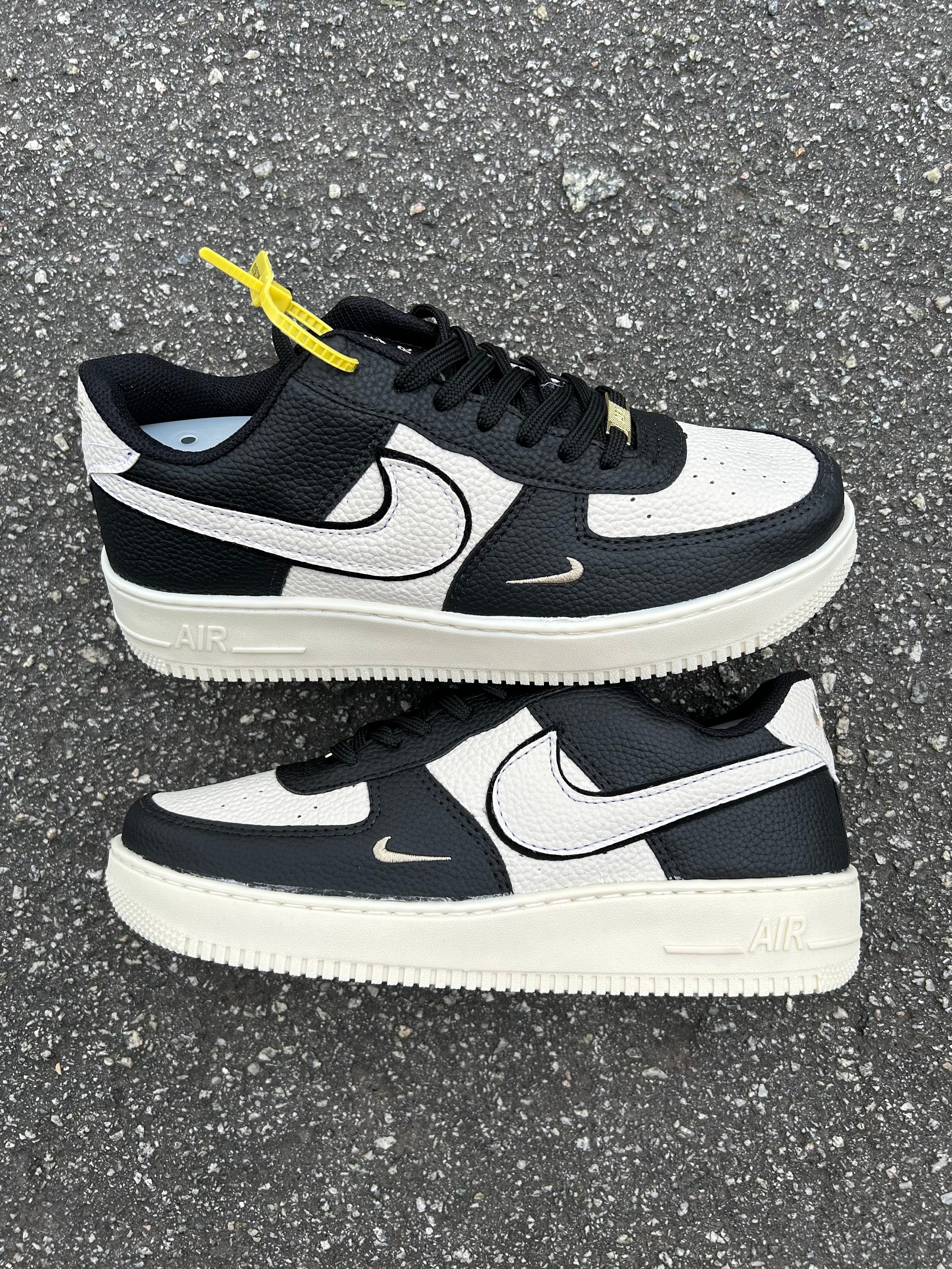 Nike Air Force 1 ’07 - White/Black Mini Swoosh ( Panda Inverse )