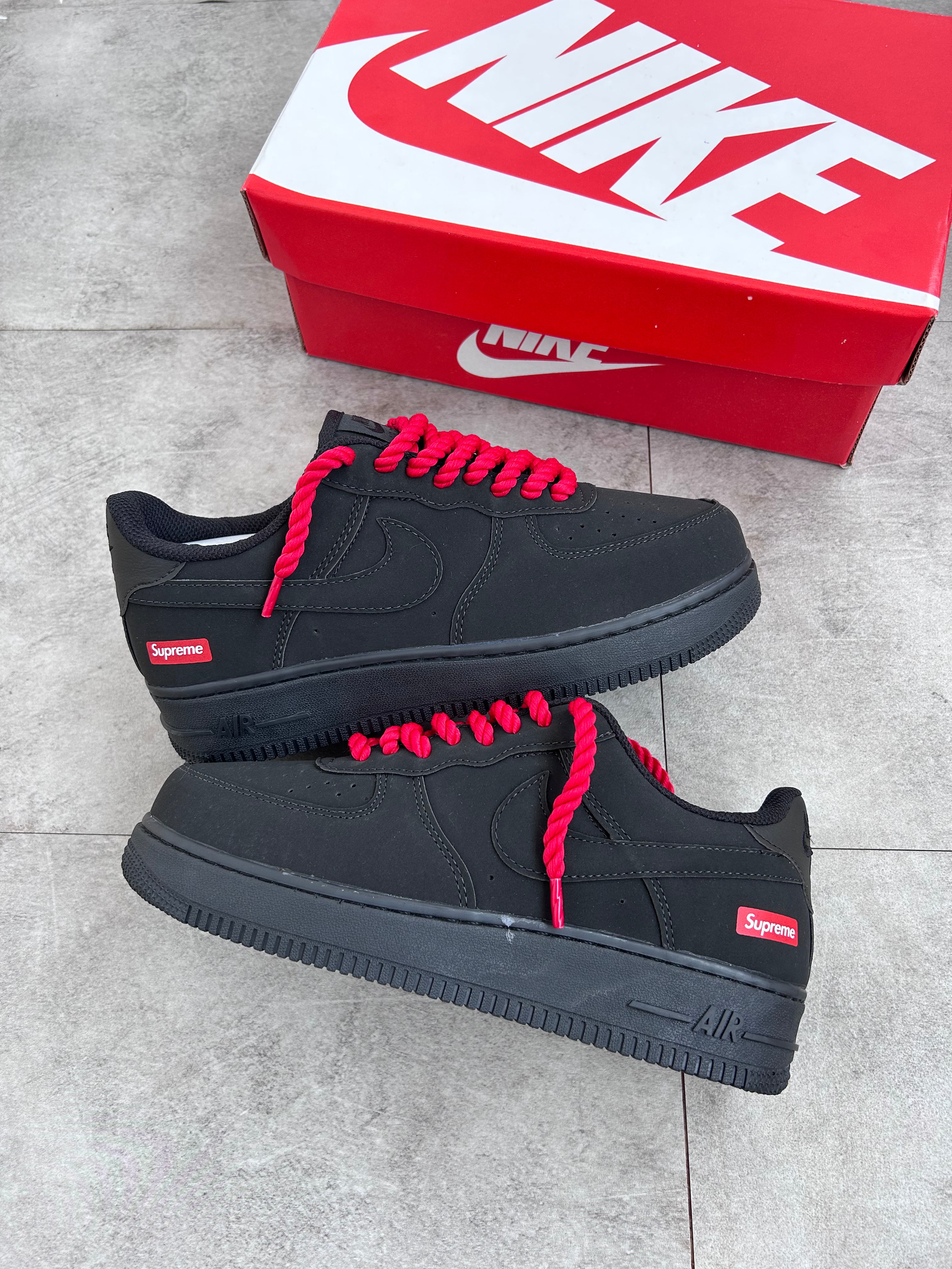 Nike Air Force 1 ’07 Black/Black (Triple Black) – Custom Supreme
