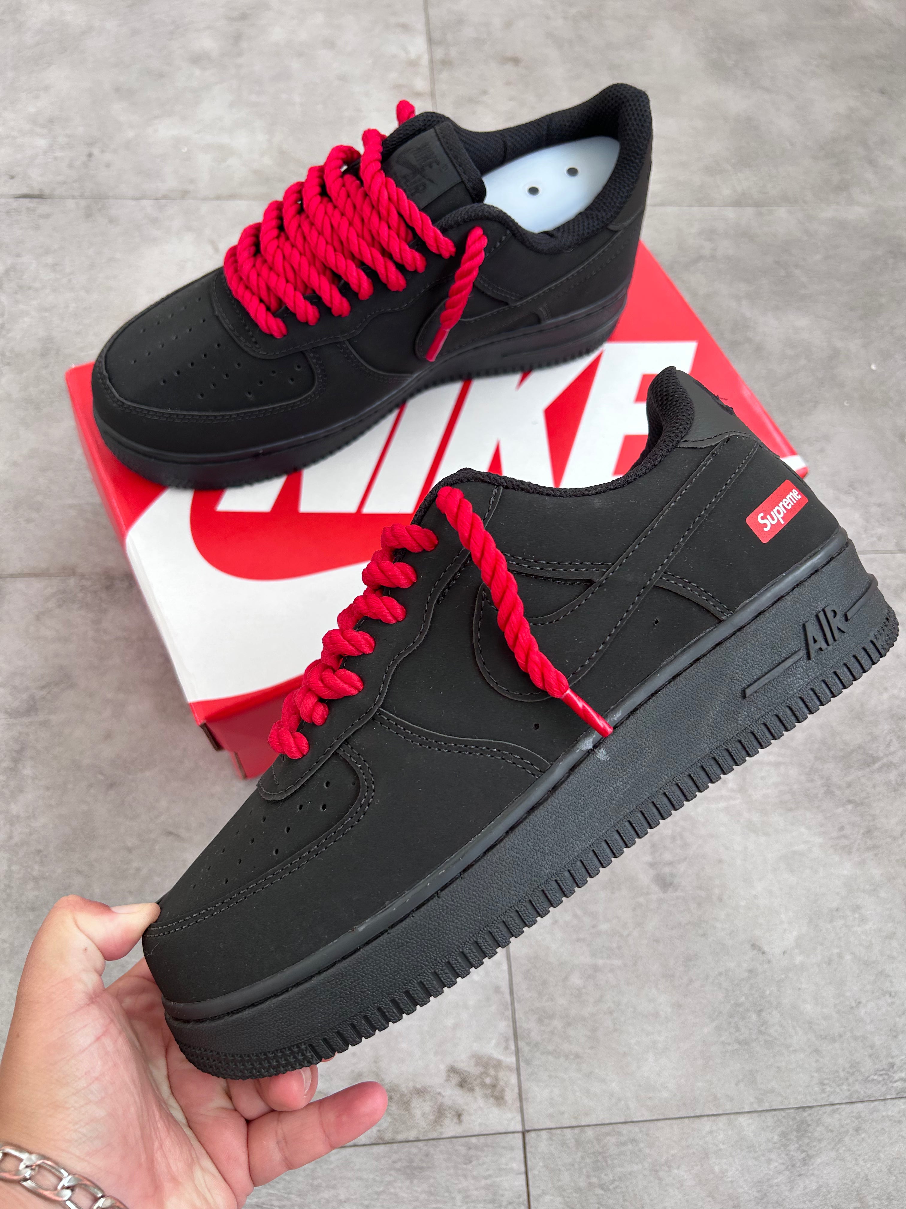 Nike Air Force 1 ’07 Black/Black (Triple Black) – Custom Supreme