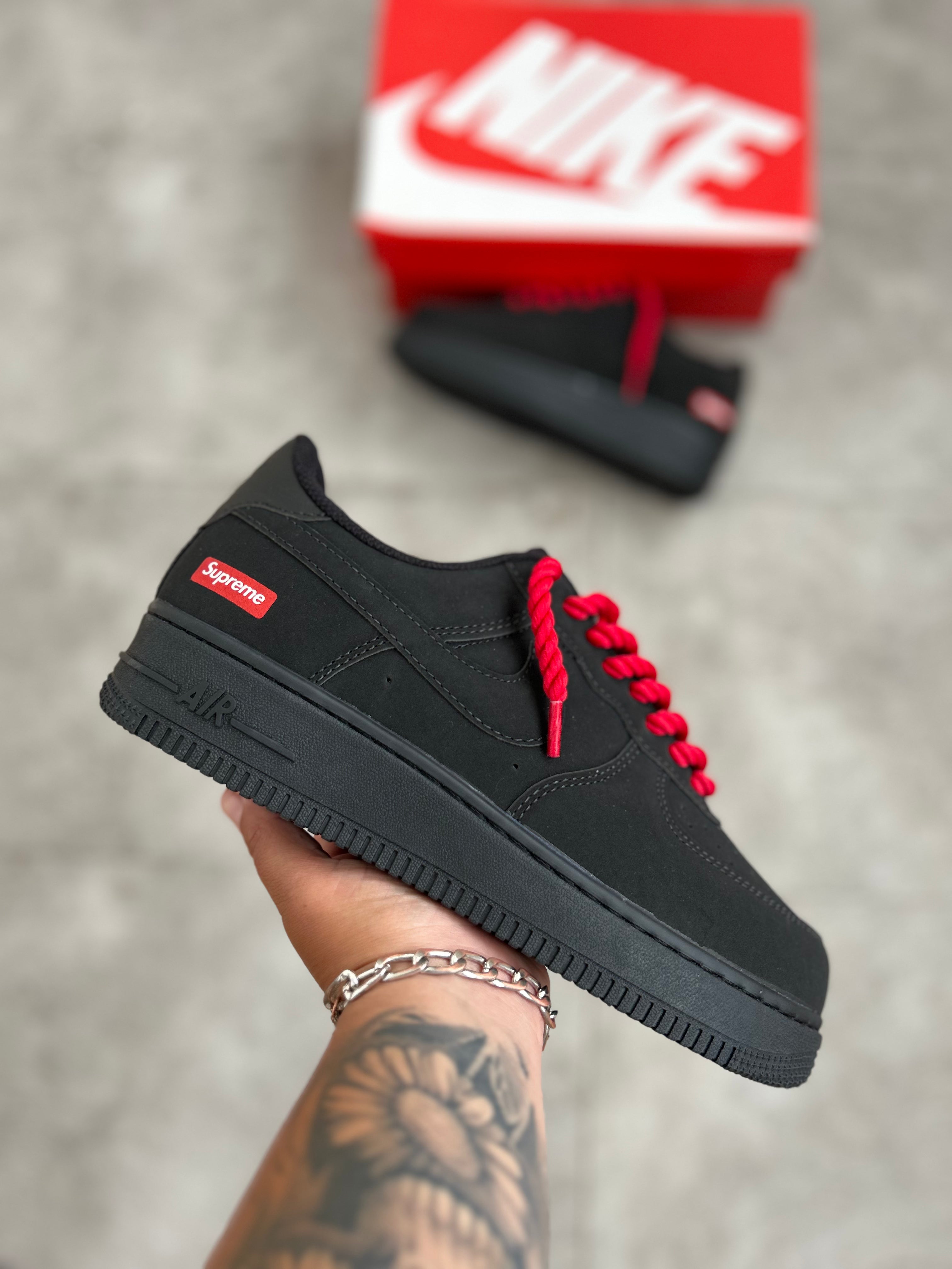 Nike Air Force 1 ’07 Black/Black (Triple Black) – Custom Supreme