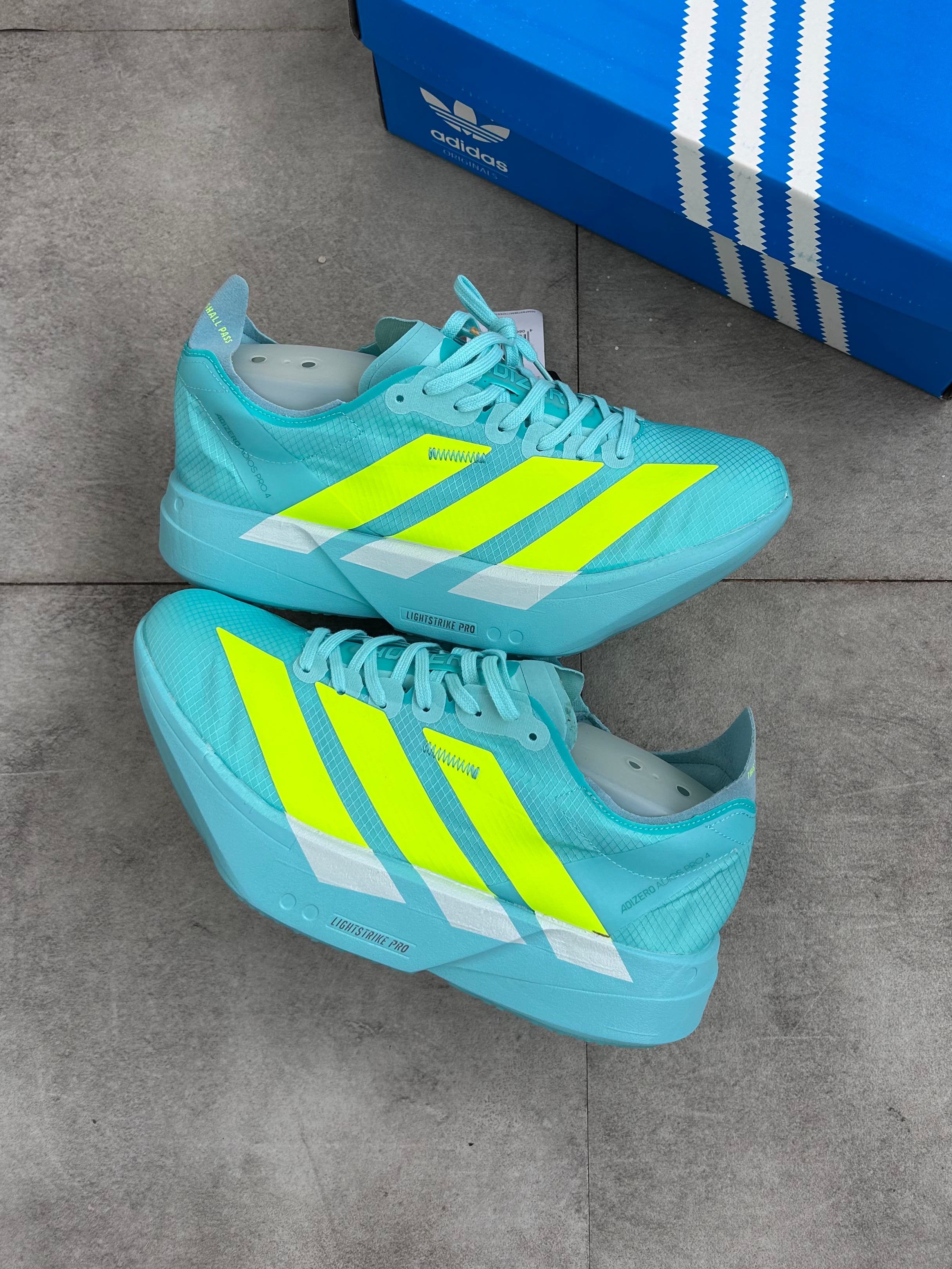 Adidas Adizero Adios Pro 4 – Halo Blue / Lucid Lemon / Cloud White