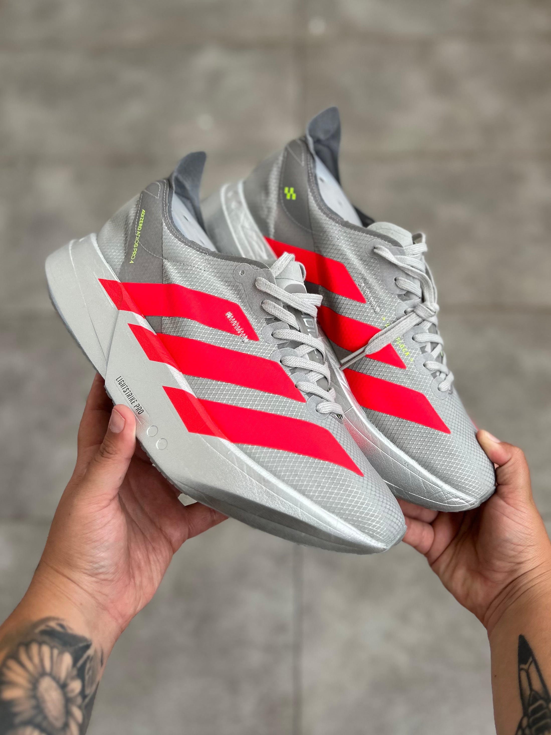 Adidas Adizero Adios Pro 4 – Grey Two / Lucid Pink / Lucid Lime