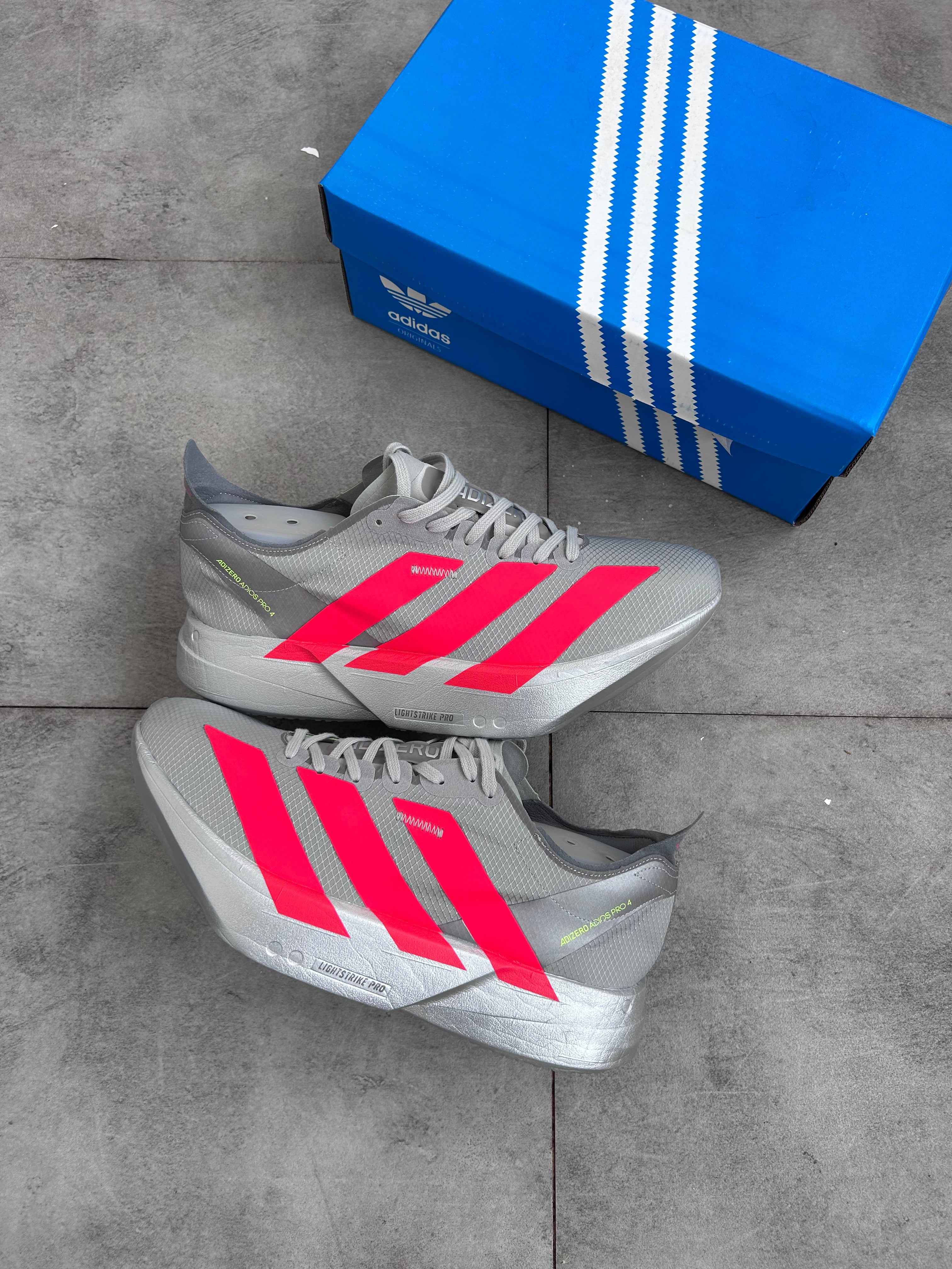 Adidas Adizero Adios Pro 4 – Grey Two / Lucid Pink / Lucid Lime
