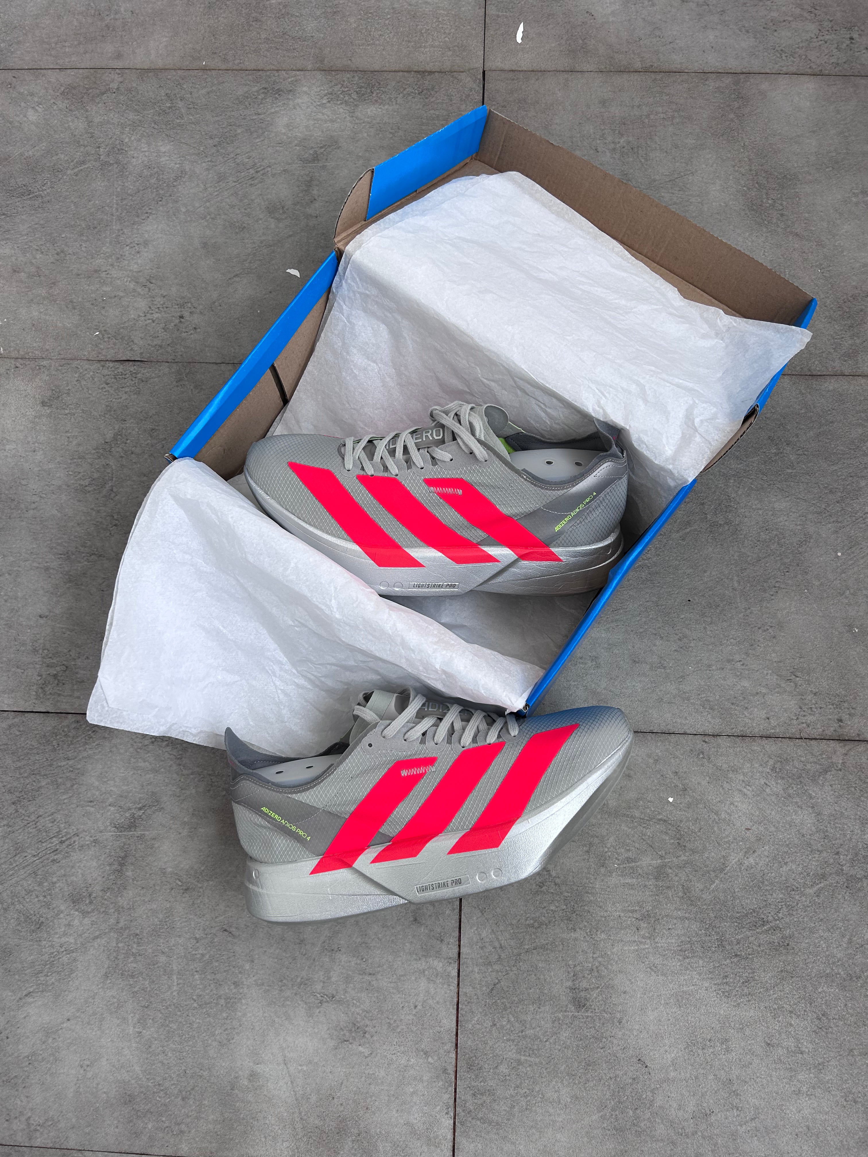Adidas Adizero Adios Pro 4 – Grey Two / Lucid Pink / Lucid Lime