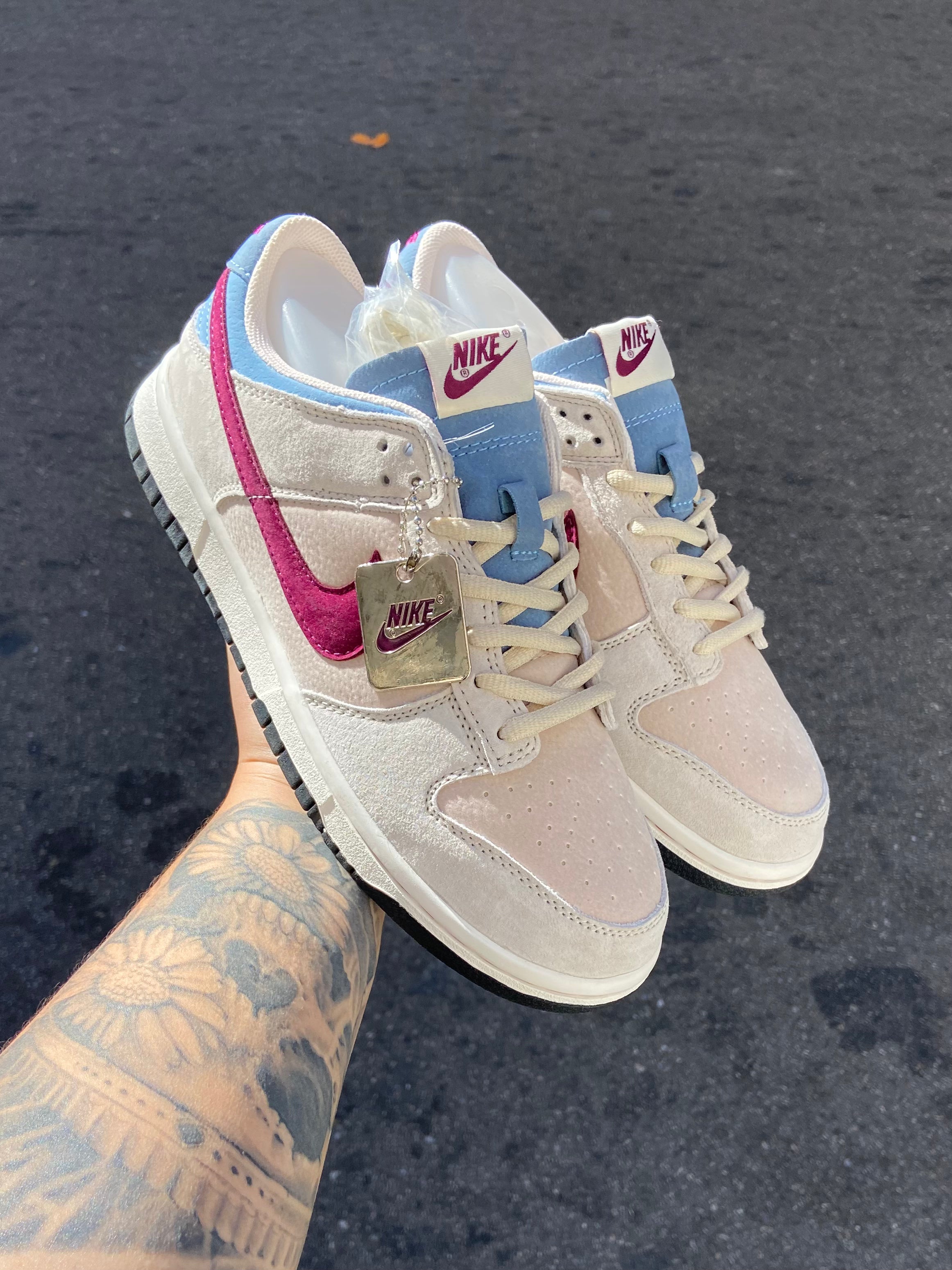 Nike Dunk Low - Suede Pink & Blue Custom