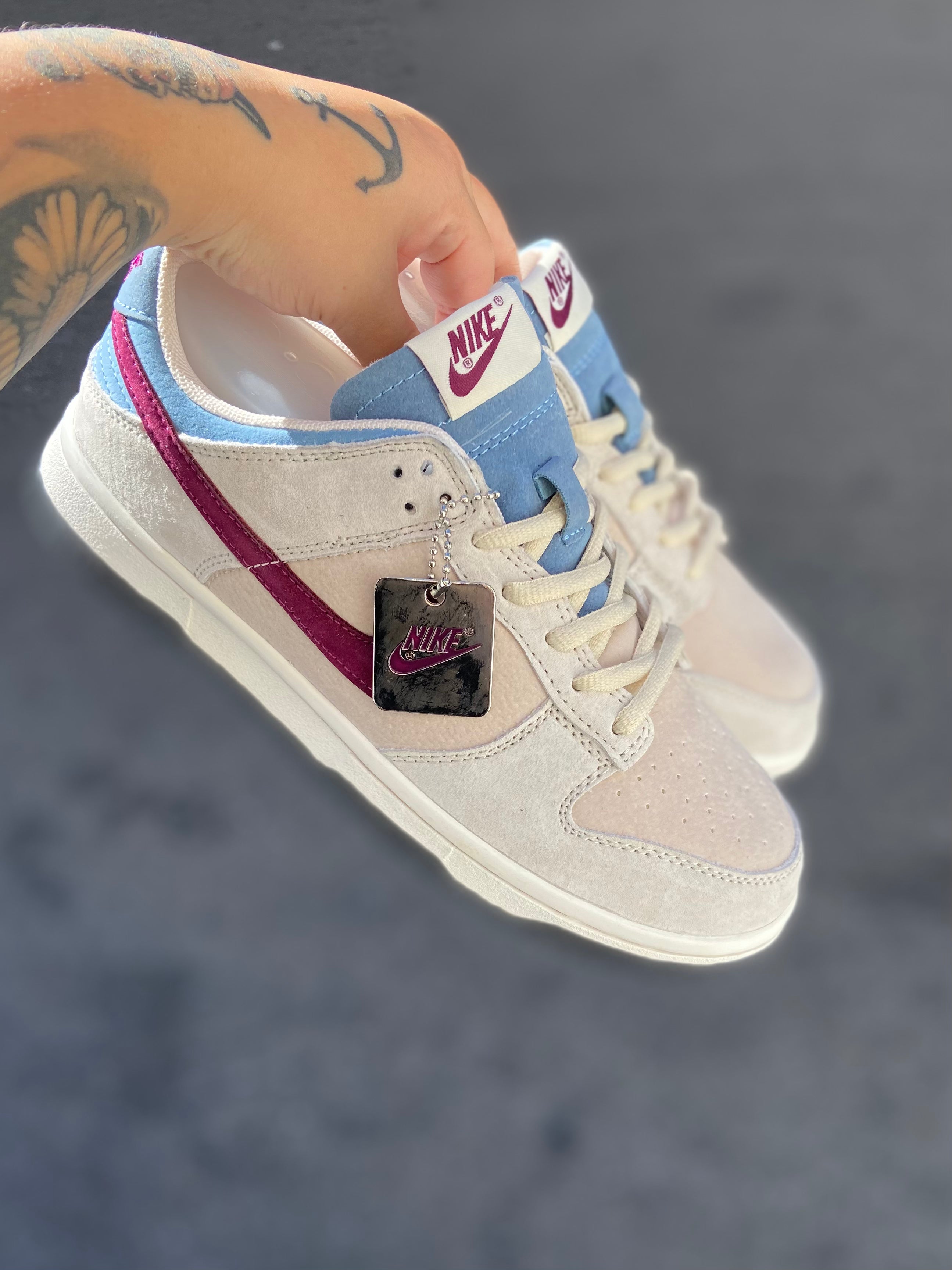 Nike Dunk Low - Suede Pink & Blue Custom