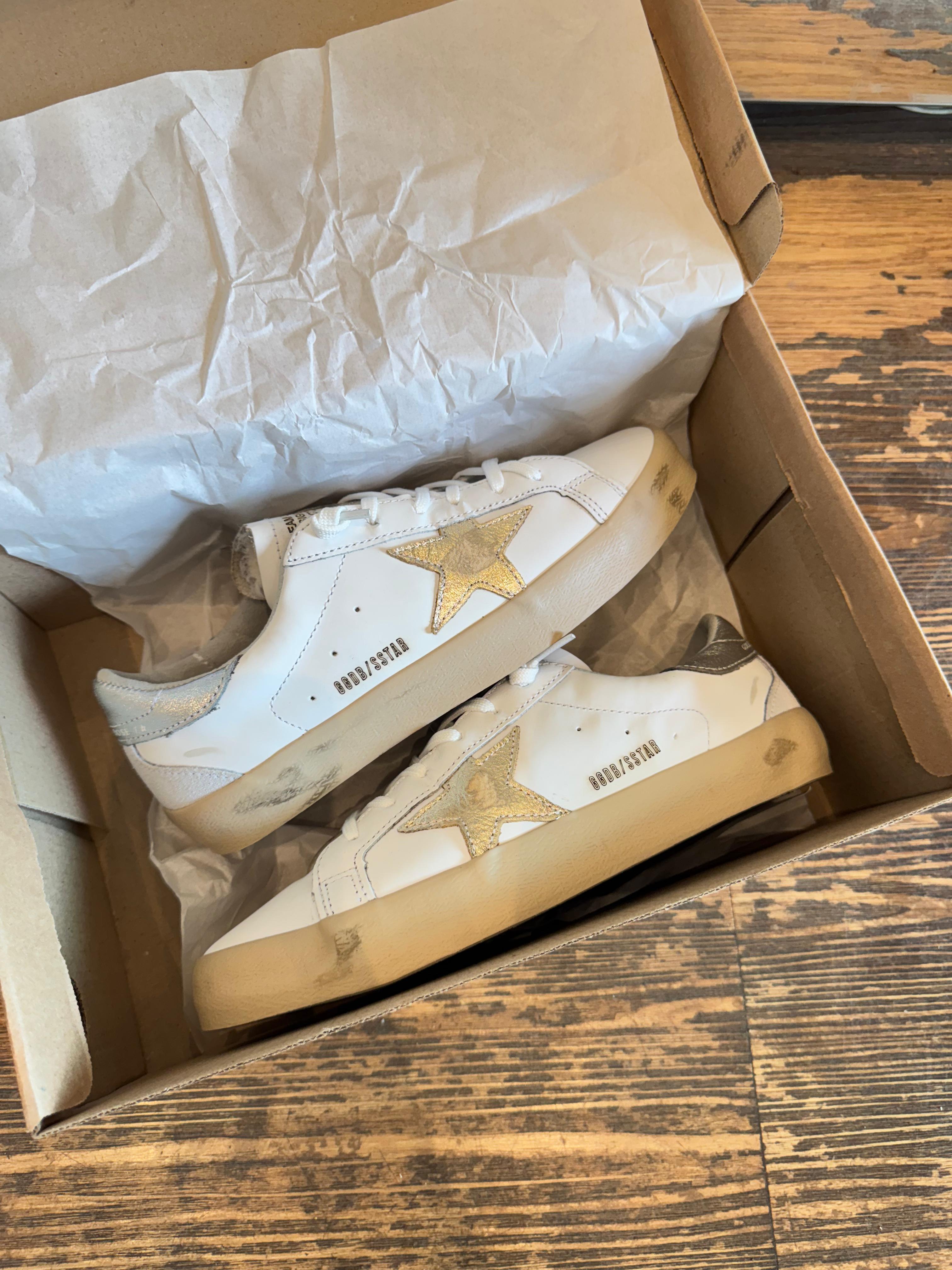 Golden Goose Super Star Couro Branco Prata
