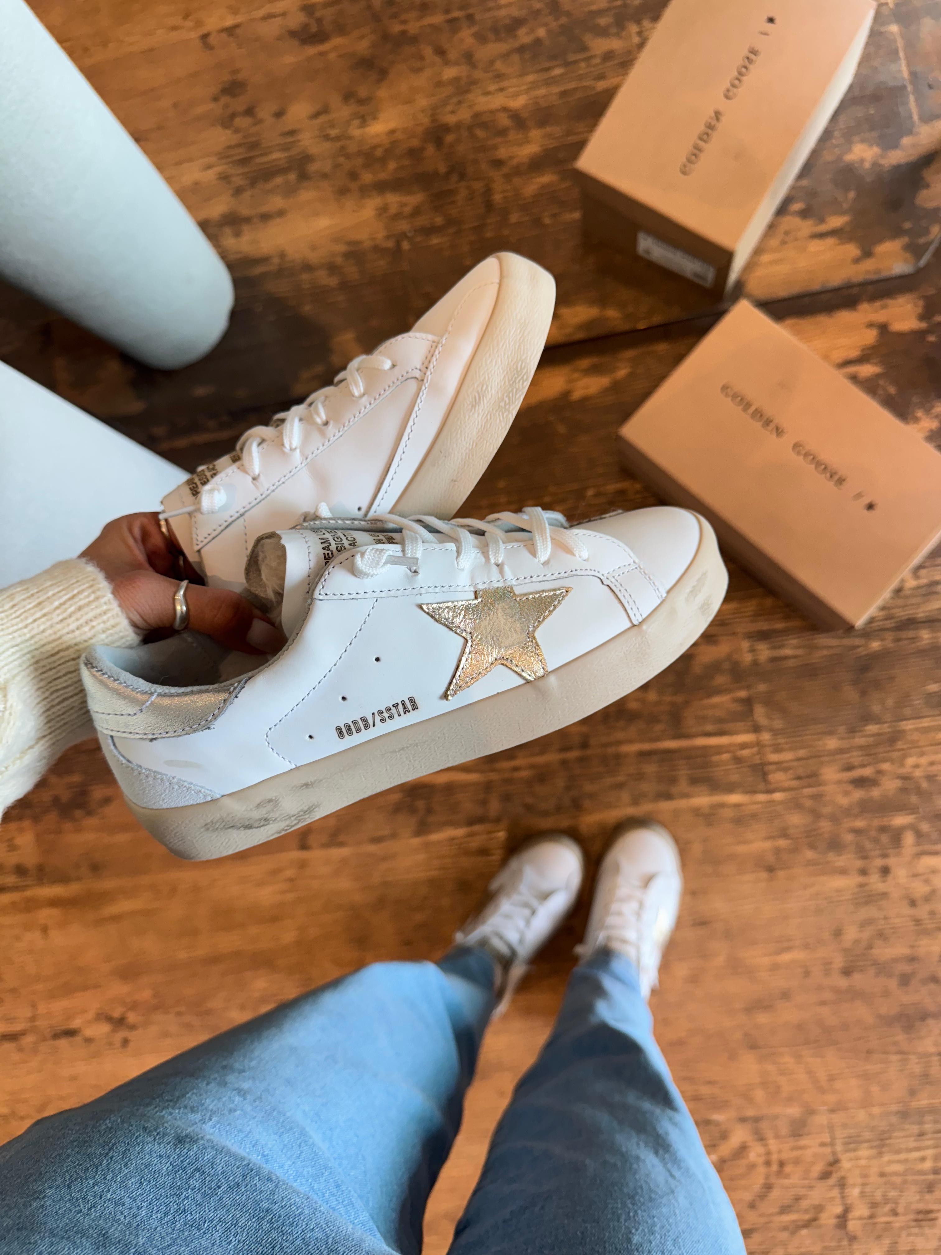 Golden Goose Super Star Couro Branco Prata