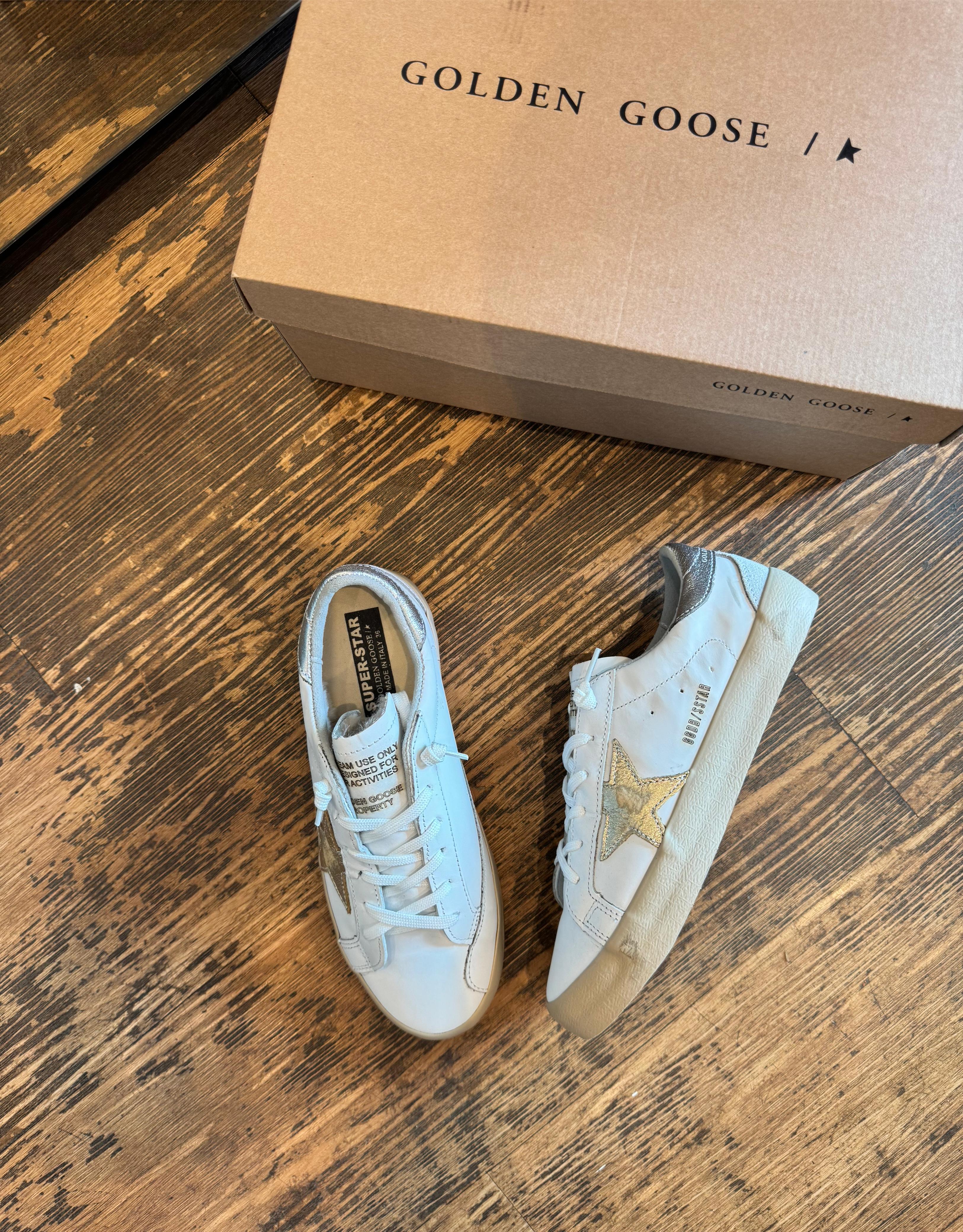 Golden Goose Super Star Couro Branco Prata